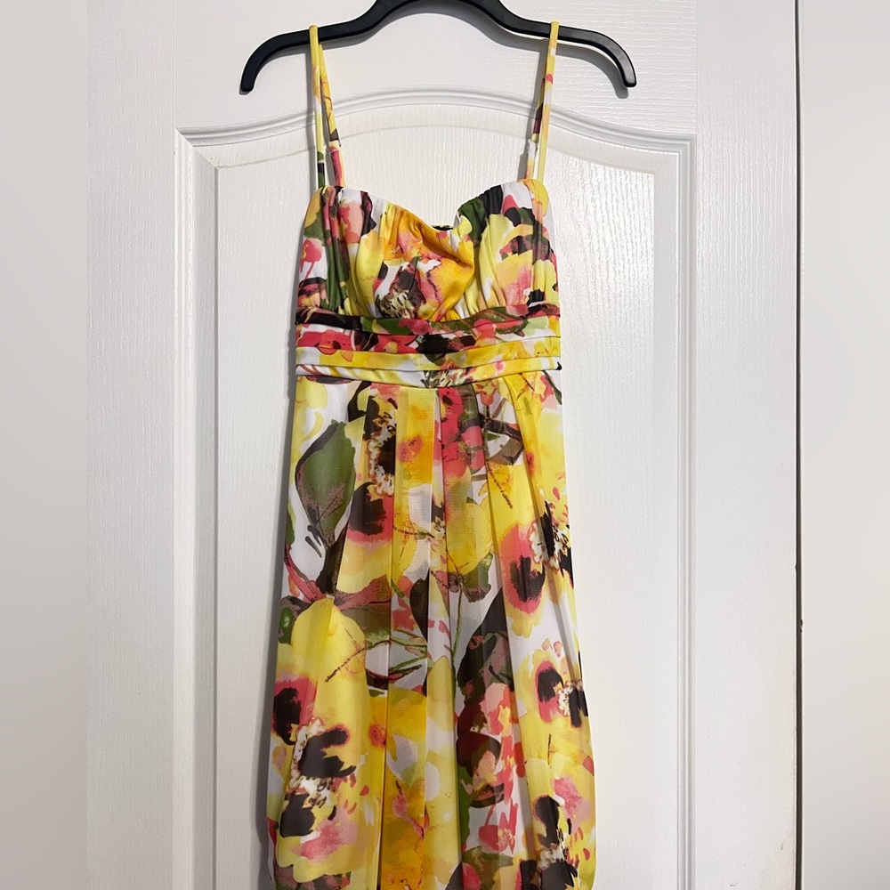 NWT Women’s BCX Yellow Adjustable Strap Floral Dress